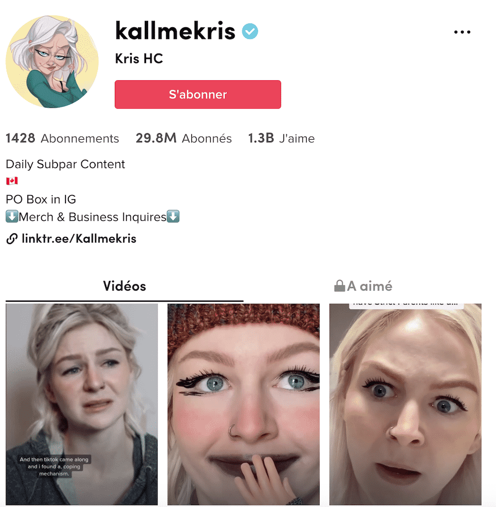 kallmekris meilleur compte tiktok