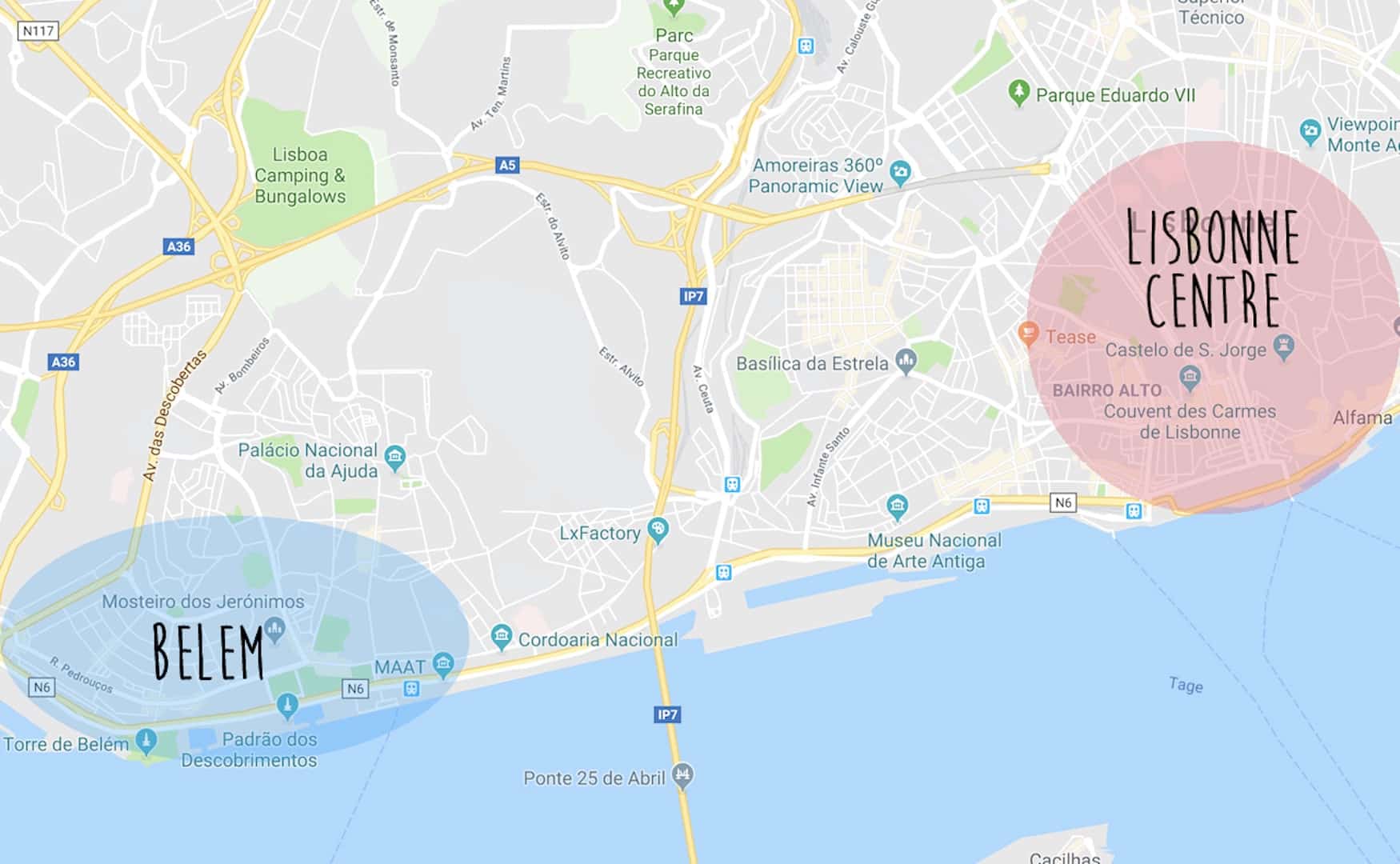 planbelem-min quels quartiers visiter à Lisbonne