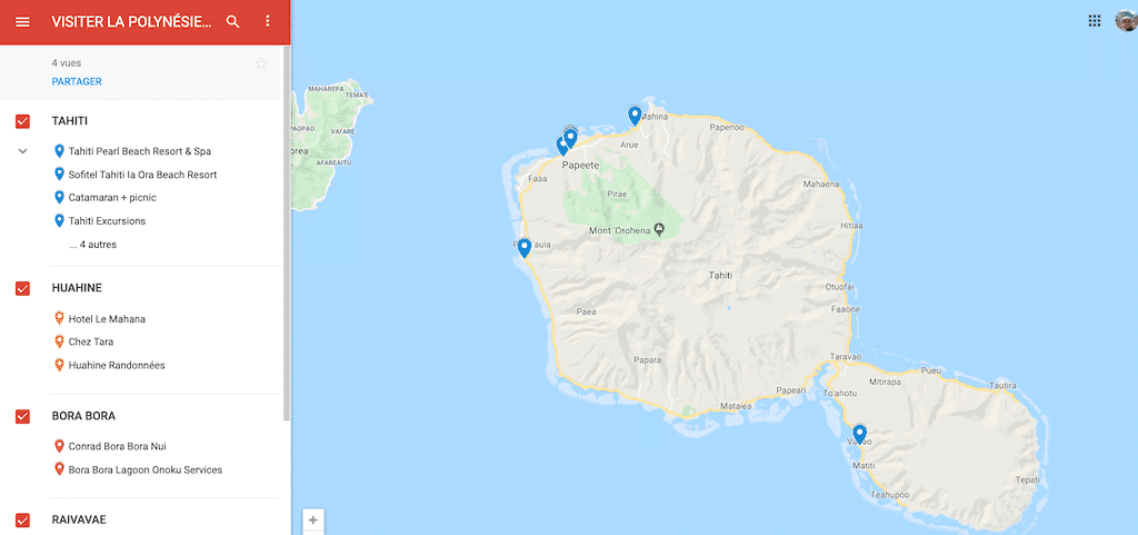 carte clicable itineraire polynesie francaise