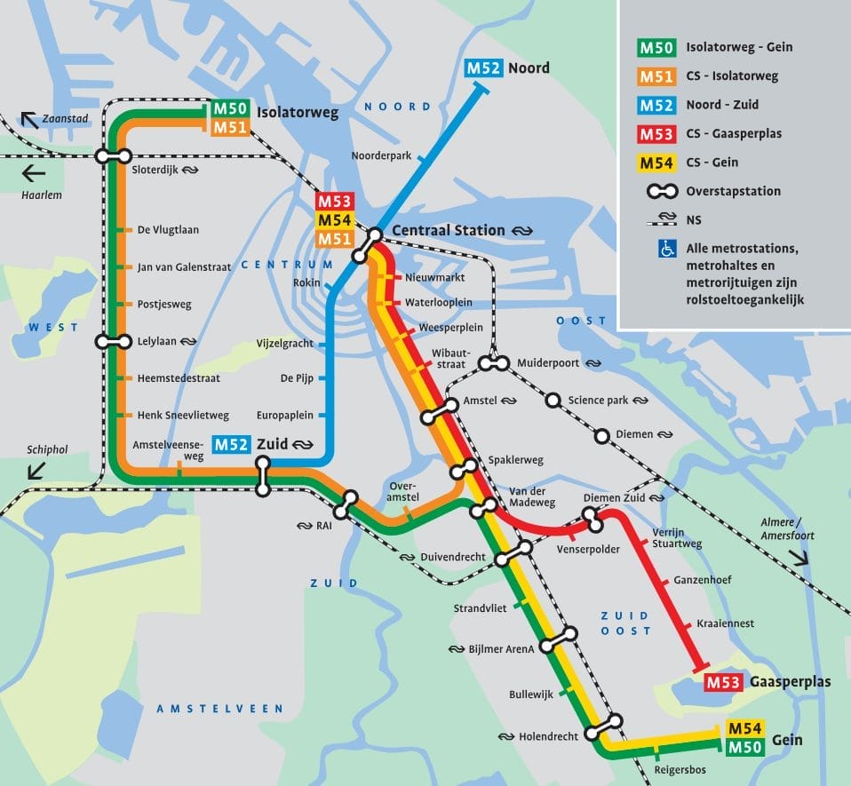 plan metro amsterdam lignes stations