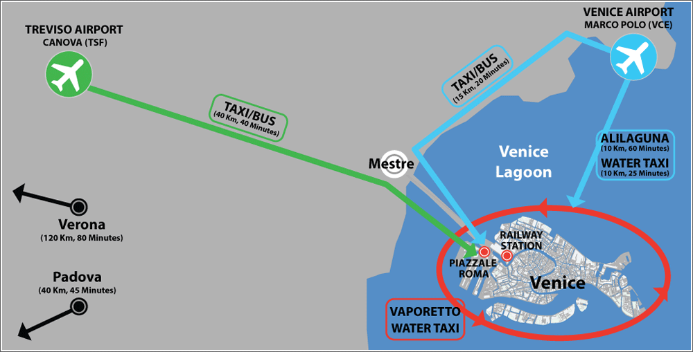 carte aeroport venise transfert centre