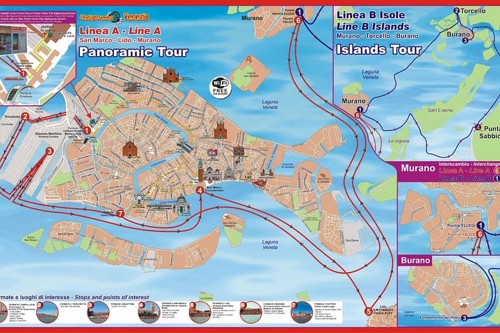 carte venise bateau hop on hop off citysightseeing touristique