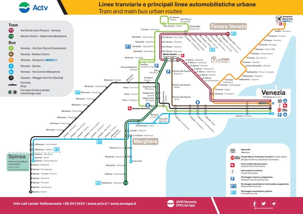plan venise actv bus tramway transport