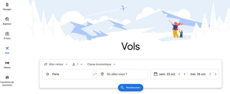 google flights interface