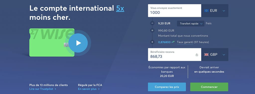 transfert d'argent international wise homepage