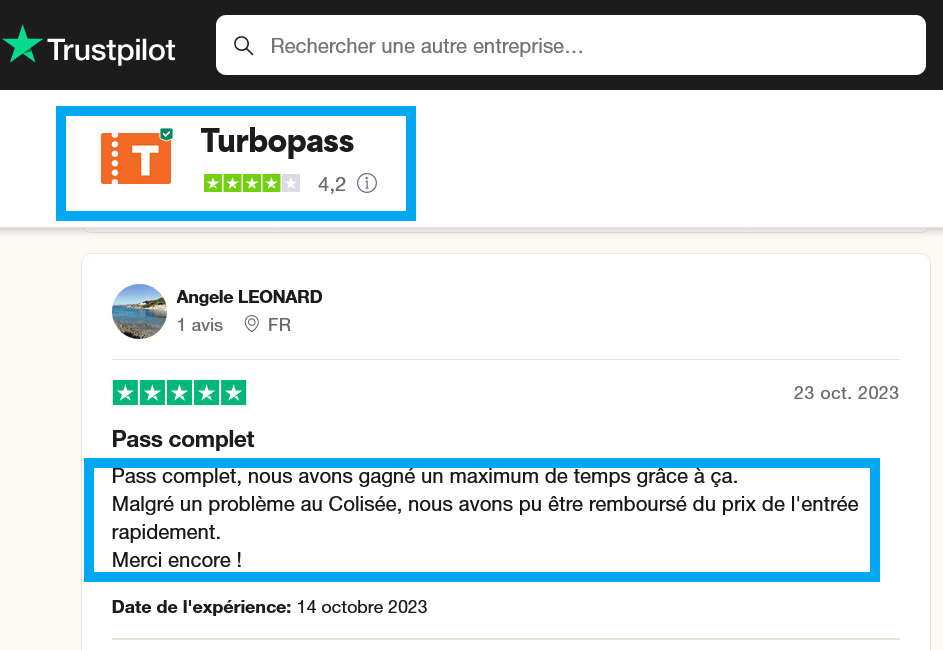 avis client turbopass rome