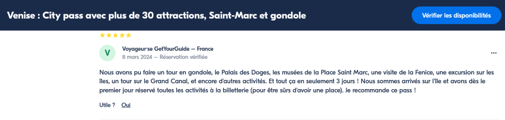 avis client turbopass venise city pass