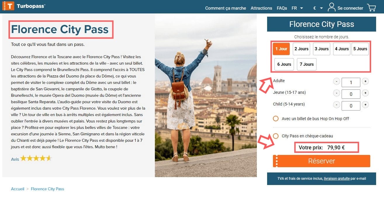 page turbopass florence acheter reservation