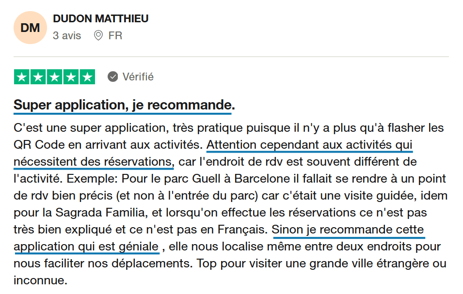 Avis Barcelona Explorer Pass avis client