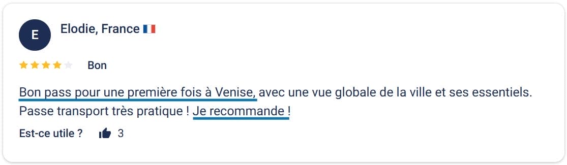 Avis client Venise Discovery Pass