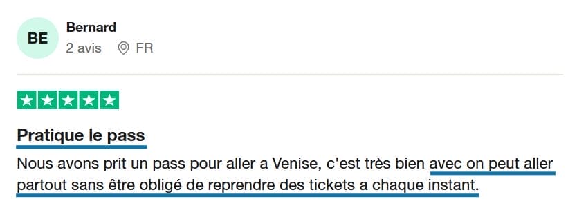 Avis Venise Digital Pass avis client
