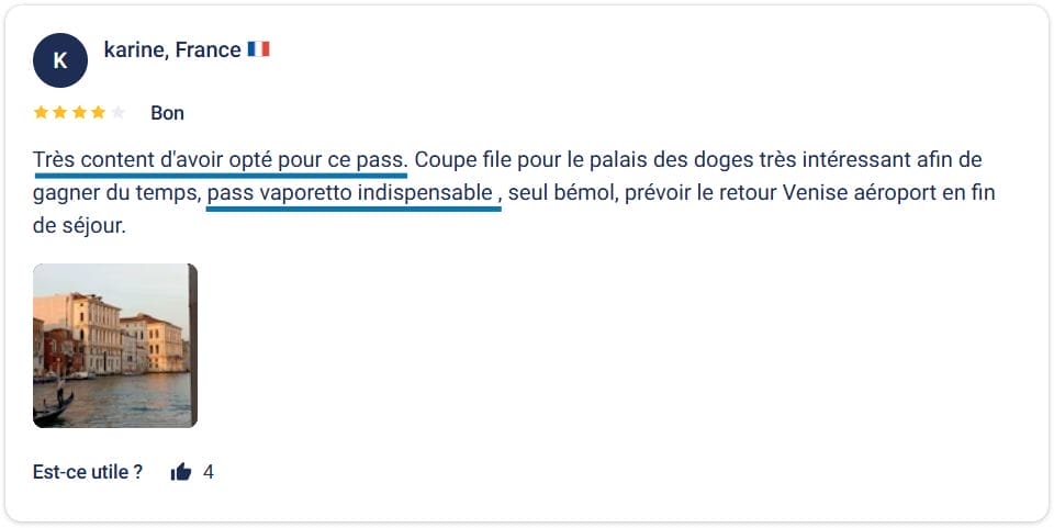 avis client tiqets Venise Discovery Pass