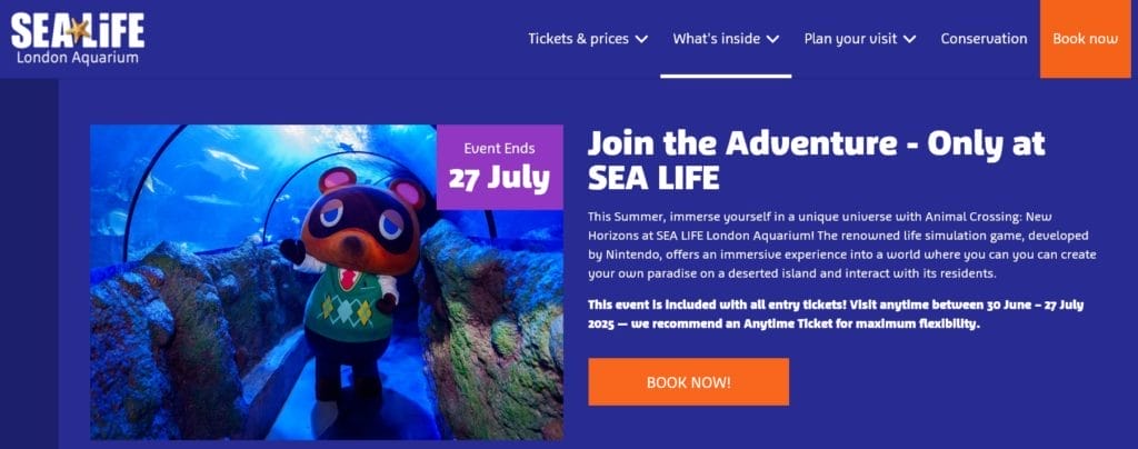 SEA LIFE Aquarium londres Tickets prix animal crossing