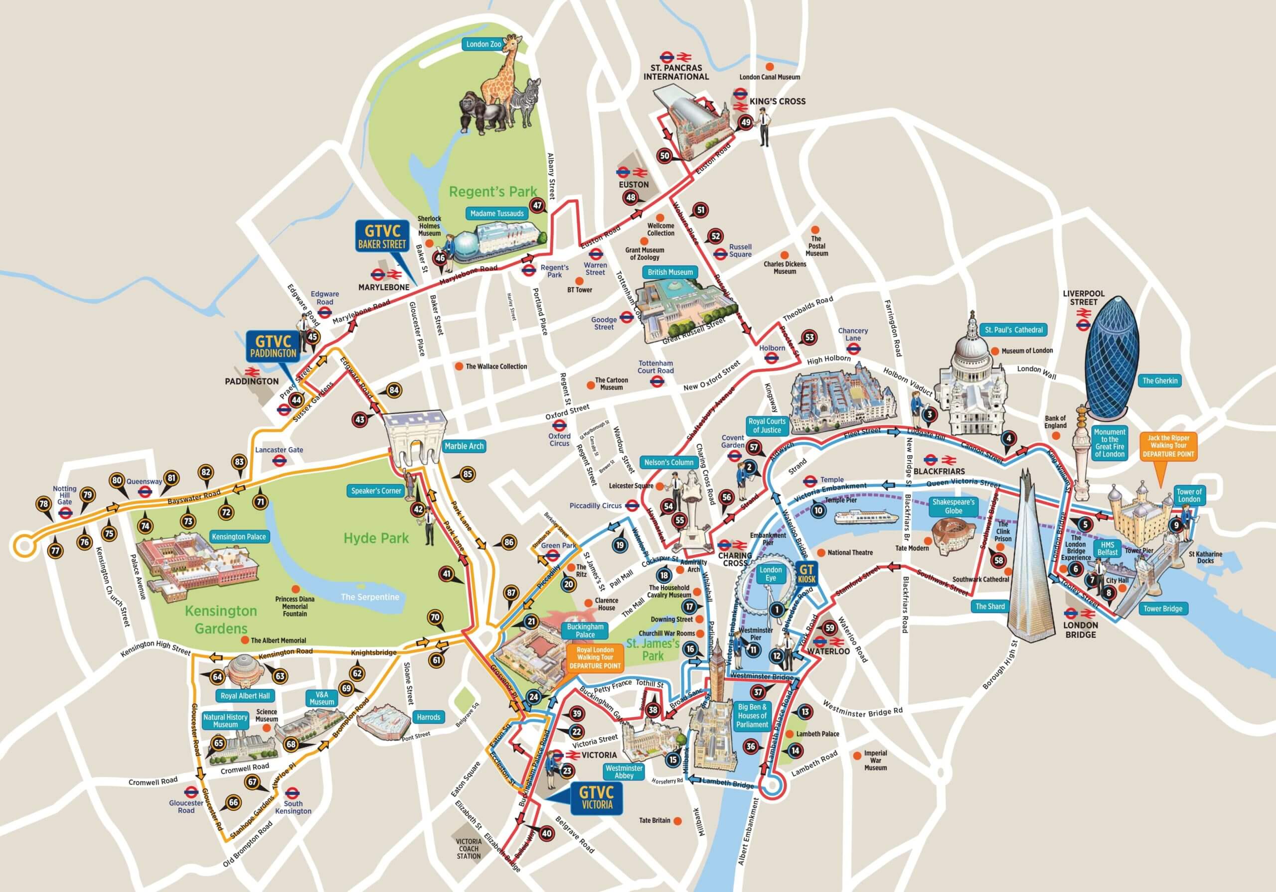 Carte du Golden Bus Tour