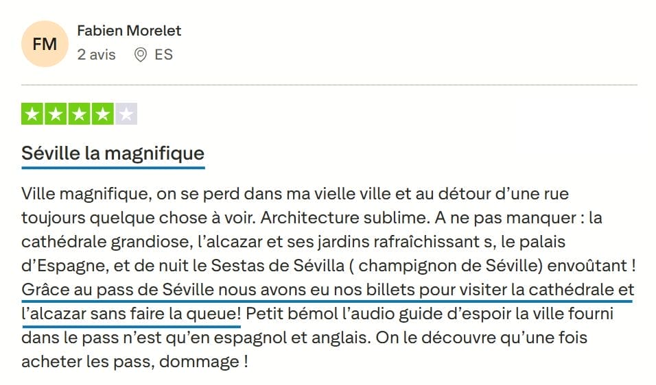 Seville Pass avis client