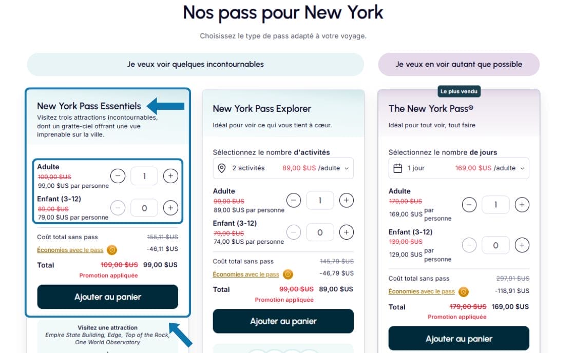 New York Pass Essentials prix