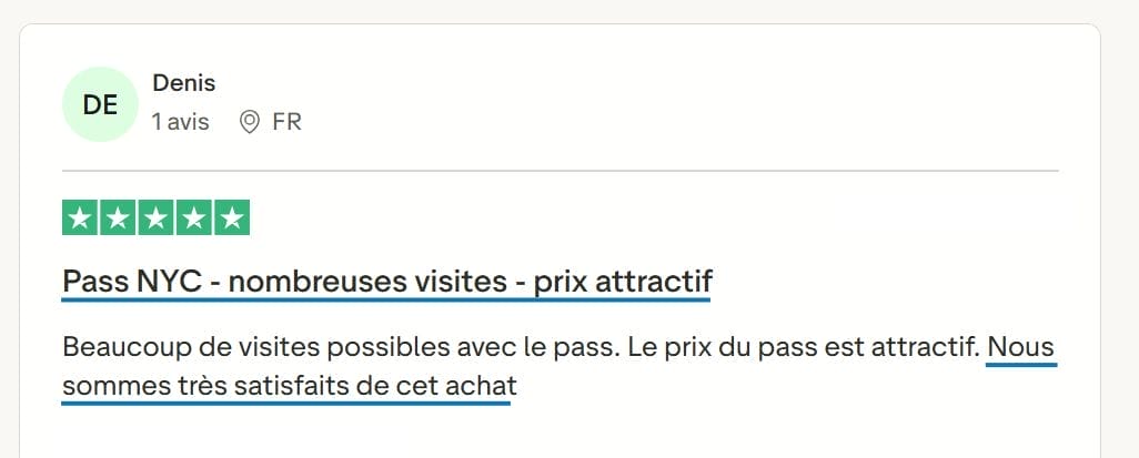 New York Pass Essentials Avis trustpilot